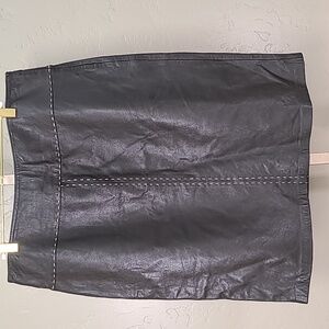INC International Concepts Dark Brown Leather Pencil Skirt